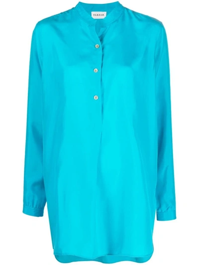 Shop P.a.r.o.s.h . Long Sleeve Mini Dress In Clear Blue