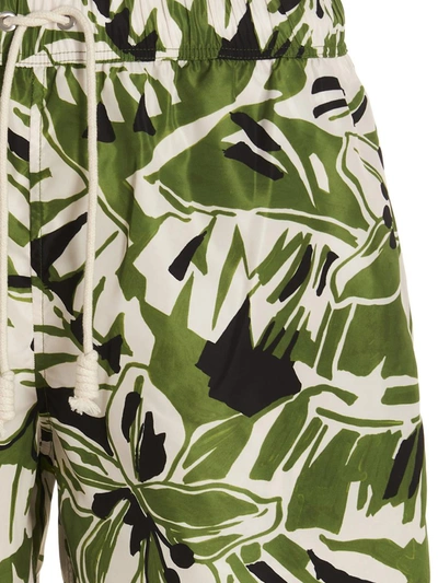 Shop Palm Angels 'macro Hibiscus' Swimming Shorts In Green