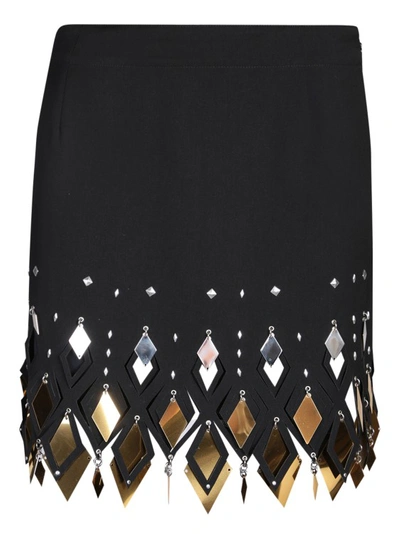 Shop Paco Rabanne Black Hand-assembled Metallic Embellishments Skirt