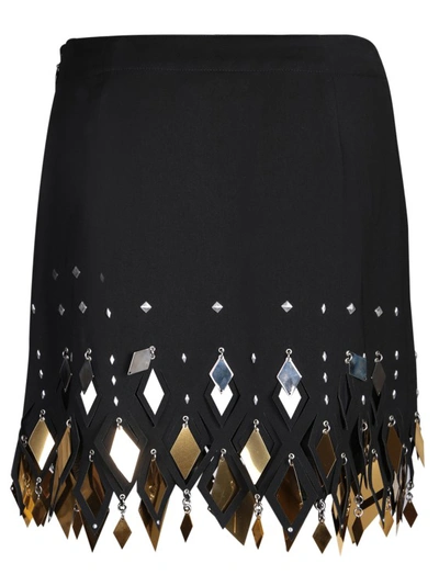 Shop Rabanne Black Hand-assembled Metallic Embellishments Skirt