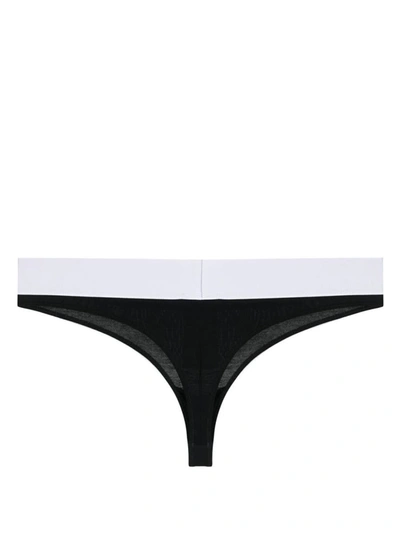 Shop Palm Angels Thong With White Logo Band In Black