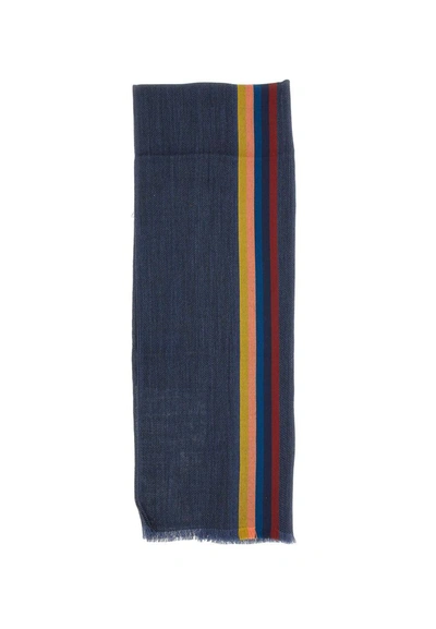 Shop Paul Smith Virgin Wool And Viscose Scarf In Blue