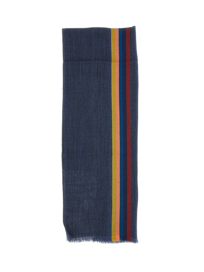 Shop Paul Smith Virgin Wool And Viscose Scarf In Blue