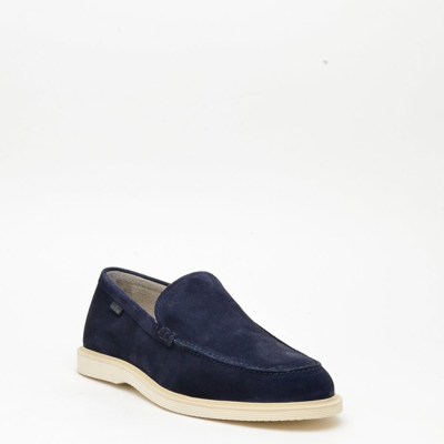 Shop Hogan H616 Moccasin In Blue Suede Leather