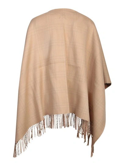Shop Burberry Reversible Vintage Check Pattern Cape In Brown