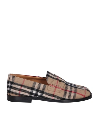 Shop Burberry Vintage Check Pattern Loafers In Brown