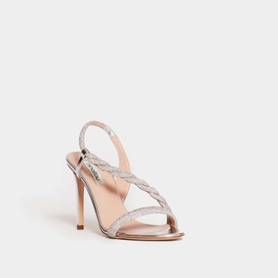 Shop Ninalilou 100mm Heel Silver Jewel Sandals