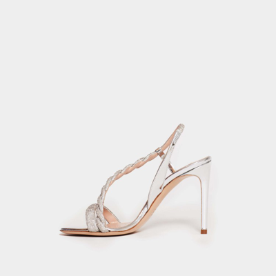 Shop Ninalilou 100mm Heel Silver Jewel Sandals