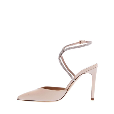 Shop Ninalilou Slingback Blush Pink Strass Bow Pumps In Neutrals