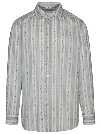 Shop Etro Roma Shirt In Teal Cotton In Multicolor