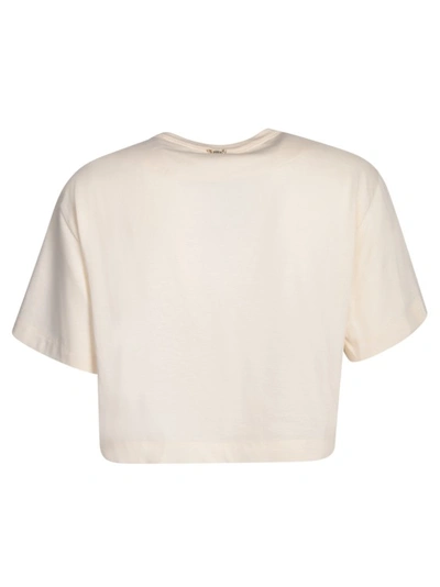 Shop Rabanne Gold/white Cotton Blend Cropped T-shirt