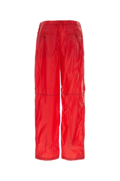 Ferragamo Nylon Cargo Pants With Drawstringed Bottom In Red