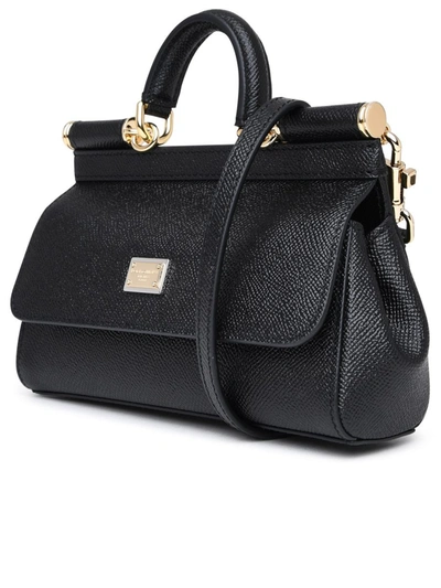 Shop Dolce & Gabbana Small Black Leather Sicily Bag