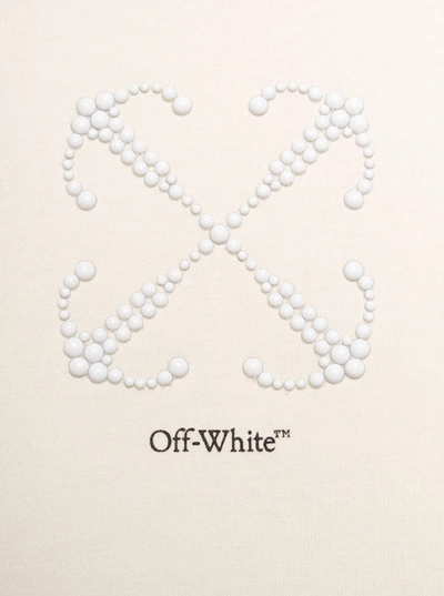 Shop Off-white Small Arrow Pearls Crop Tee   Beige  Bla In White
