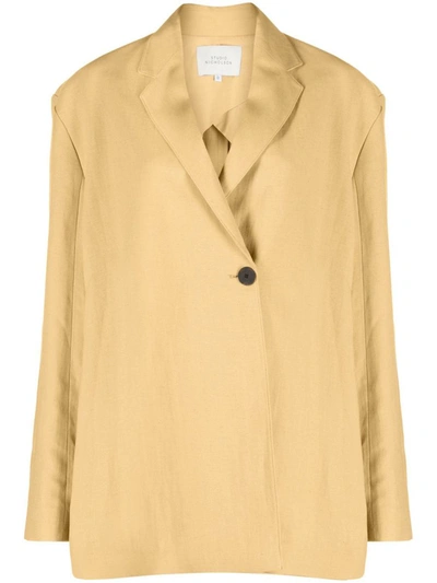 Studio Nicholson Single-breasted Linen Blend Jacket In Yellow &amp; Orange