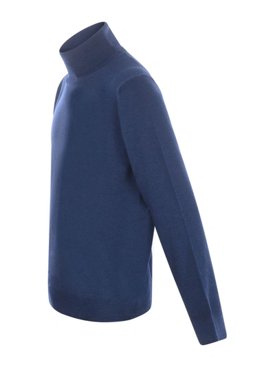 Tagliatore Blue Long-sleeved Turtleneck In Blue