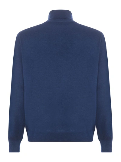 Tagliatore Blue Long-sleeved Turtleneck In Blue