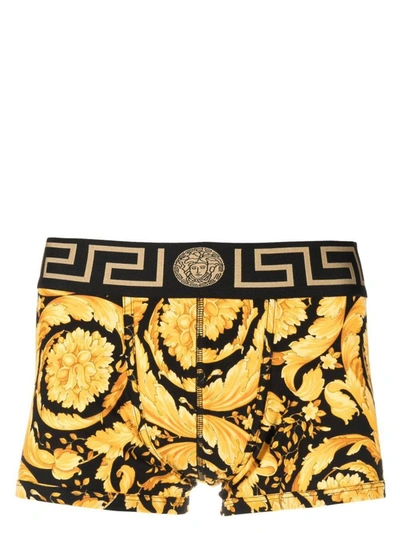 Shop Versace Baroque-print Boxer Briefs In Nero E Oro