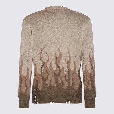 Shop Vision Of Super Beige Mohair Blend Double Flames Sweater