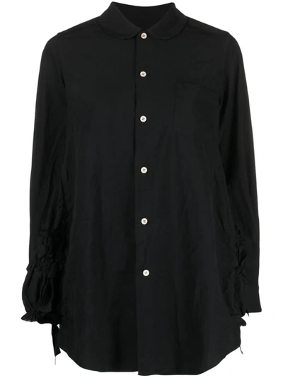 Shop Comme Des Garçons Comme Des Garçons Comme Des Garcons Comme Des Garcons Women Side Ruffle Raw Hem Shirt In 1 Black