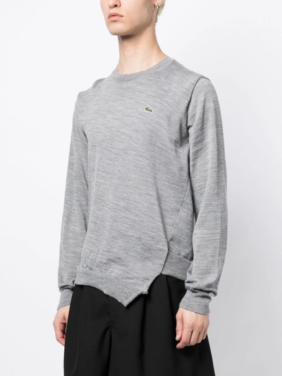 Shop Comme Des Garçons Shirt Comme Des Garcons Shirt X Lacoste Men Small Logo Embroidered Sweater In 3 Grey
