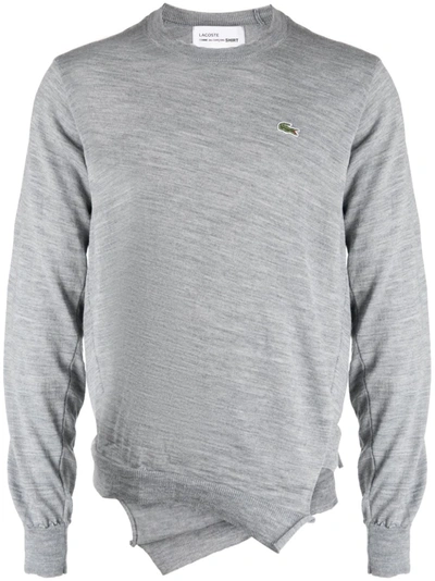Shop Comme Des Garçons Shirt Comme Des Garcons Shirt X Lacoste Men Small Logo Embroidered Sweater In 3 Grey