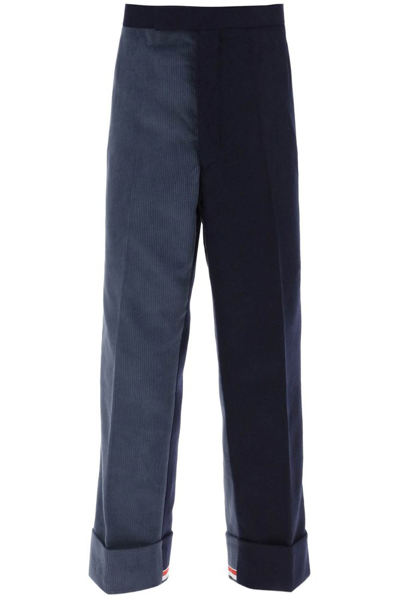 Shop Thom Browne Panelled Cropped Trousers In Navy