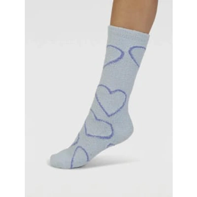 Shop Thought Spw922 Marjorie Fluffy Bed Socks In Chambray Blue