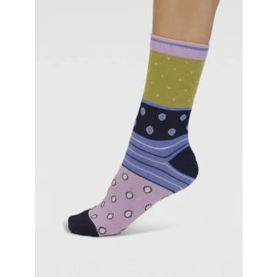 Shop Thought Spw898 Rondel Spot And Stripe Bamboo Ankle Socks In Apple Green