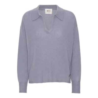 Shop Beta Studios Greta Polo Mongolian Cashmere Sweater | Slate Grey