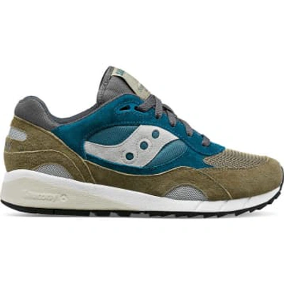 Shop Saucony Grey And Teal Shadow 6000 Shoes