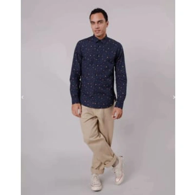 Shop Brava Fabrics Navy Kinton Dragon Shirt With Ball Print In Blue