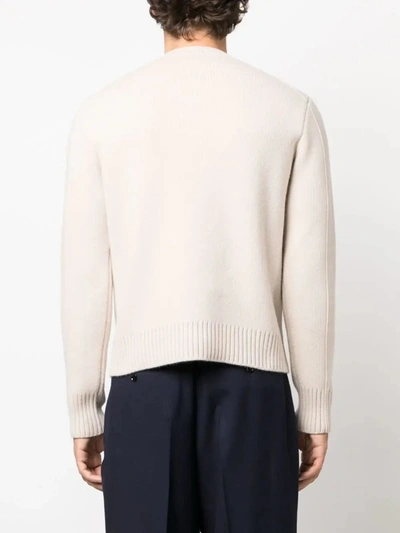 Shop Lanvin Men Fitted Crewneck In Mix Cashmere In 030 Paper