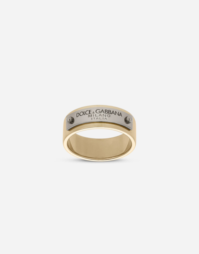 Dolce & Gabbana Logo-plaque Ring In Gold