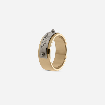 Dolce & Gabbana Logo-plaque Ring In Gold
