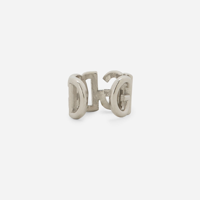 Shop Dolce & Gabbana Single Ear Cuff With Dg Logo In Silver