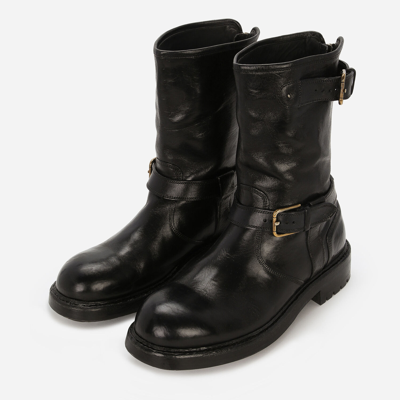 Dolce & Gabbana Black Smooth Leather Boot In Black