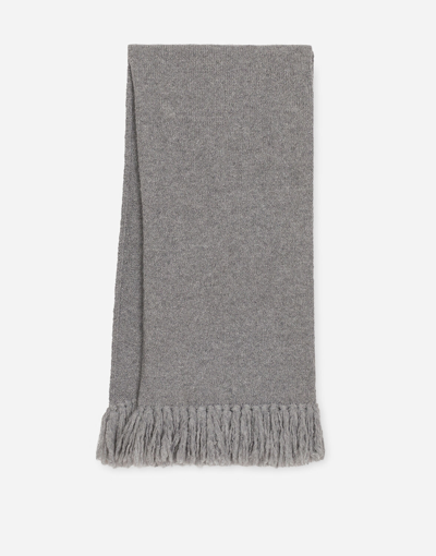 Shop Dolce & Gabbana Stretch Technical Wool Knit Scarf In Grey