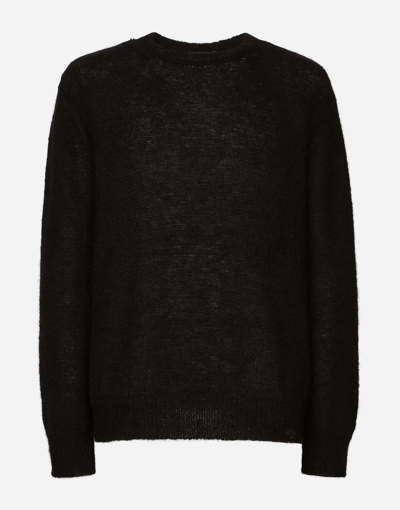 Shop Dolce & Gabbana Round-neck Mohair Wool Sweater In Black