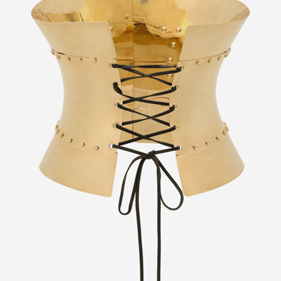 Dolce & Gabbana Rigid Wide Corset Belt With Padlocks In Gold