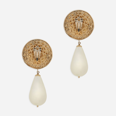 Dolce & Gabbana Earrings With Dg Logo And Teardrop Pendants In Gold