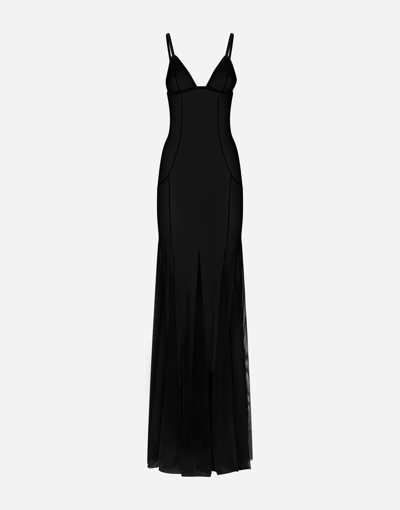 Dolce & Gabbana Semi-sheer Open-back Nightdress In Black