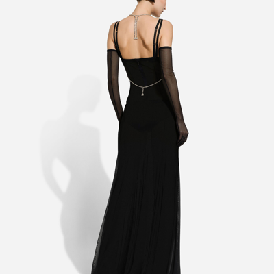 Shop Dolce & Gabbana Long Tulle Slip Dress In Black