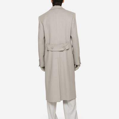 Dolce & Gabbana Single-breasted Double Cashmere Coat In Grey