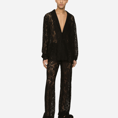 Shop Dolce & Gabbana Cordonetto Lace Shirt In Black
