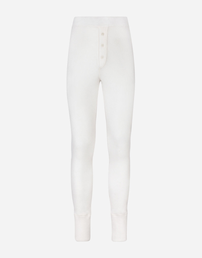Shop Dolce & Gabbana Wool Leggings With Logo Tag In White