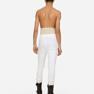 Shop Dolce & Gabbana Wool Leggings With Logo Tag In White