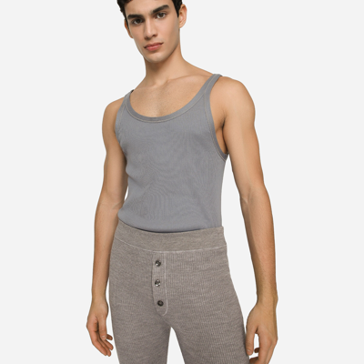 Dolce & Gabbana Scoop-neck Cotton Tank Top In Grey