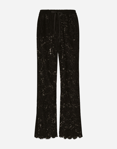 Shop Dolce & Gabbana Cordonetto Lace Jogging Pants In Black