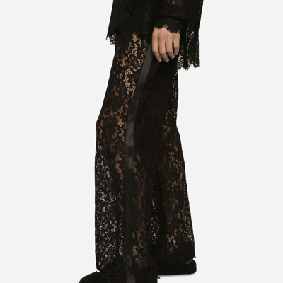 Shop Dolce & Gabbana Cordonetto Lace Jogging Pants In Black